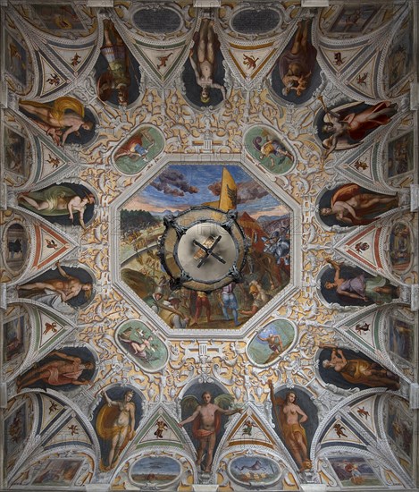 Ceiling fresco in Palazzo Doria Spinola, former manor house from the 16th century, today prefecture, Genoa, Italy, Europe