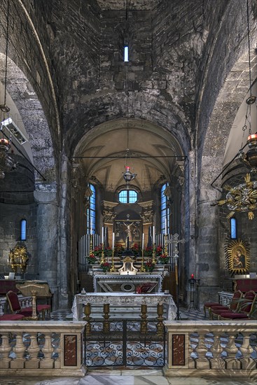 Chancel of the church of San Donato, 12th century, Via S. Donato, 10, in the centre of Genoa, Italy, Europe