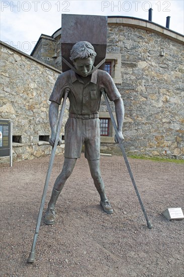 Bronze sculpture in the harbour of the archipelago island of Marstrandsoe, Marstrand, Vaestra Goetalands laen, Sweden, Europe