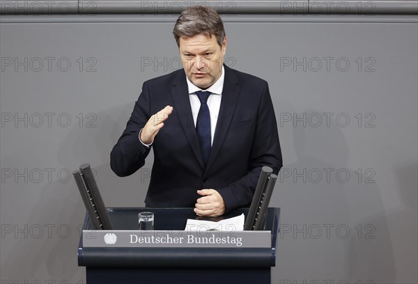 Federal Minister for Economic Affairs Robert Habeck in front of the start of his government statement in the German Bundestag, Berlin, 26 January 2023