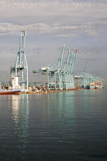 Large cranes APM Terminals container ship port at Algeciras, Cadiz Province, Spain, Europe