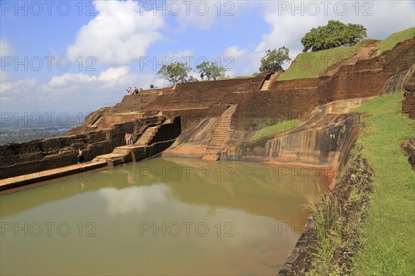 Bathing pool in rock palace fortress on rock summit, Sigiriya, Central Province, Sri Lanka, Asia