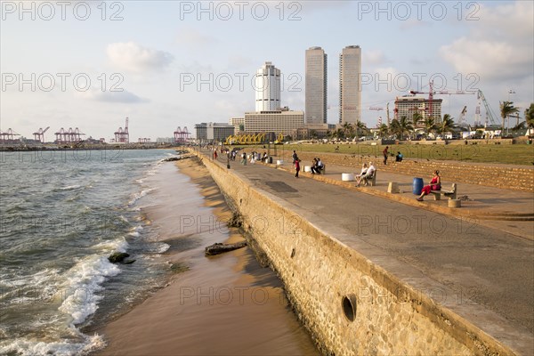Twin towers of World Trade Centre and modern hotels, central business district, Colombo, Sri Lanka, Asia