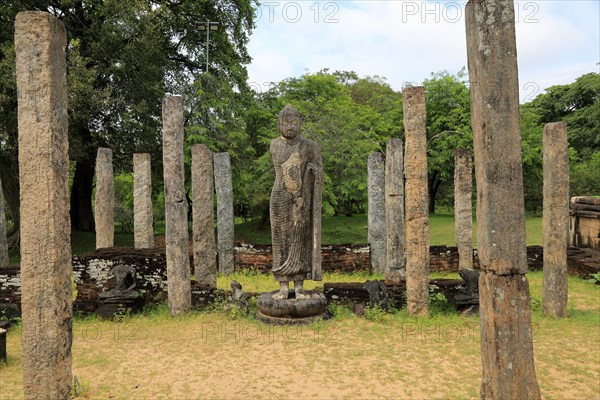 Standing Buddha statue in Atadage building in the Quadrangle, UNESCO World Heritage Site, the ancient city of Polonnaruwa, Sri Lanka, Asia