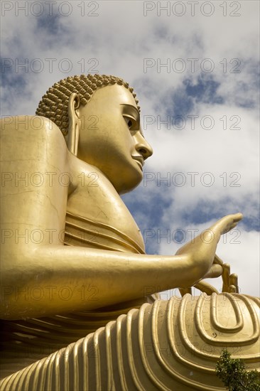 Giant Golden Buddha statue at Dambulla cave temple complex, Sri Lanka, Asia