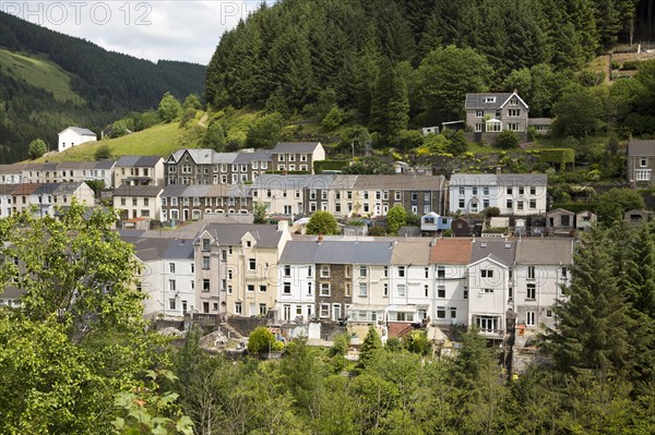 Terraced houses in Blaengwynfi, Neath Port Talbot area, South Wales, UK