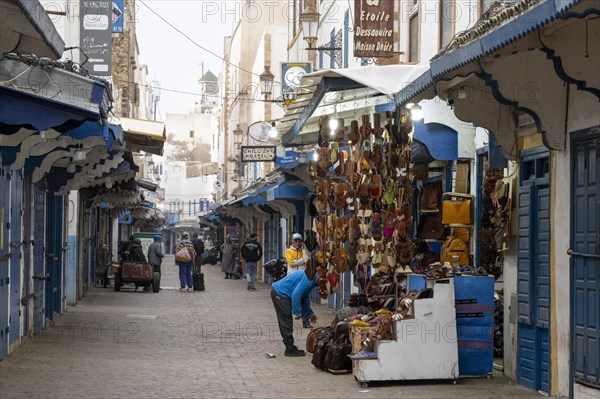 Typical street scene with shop, Essaouira, Morocco, Africa