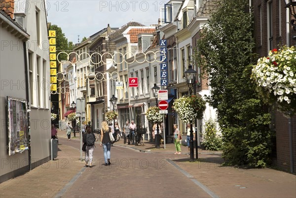 People walking in historic street central Utrecht, Netherlands