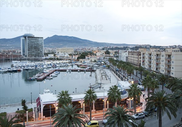 View over harbour and city centre, Melilla autonomous city state Spanish territory in north Africa, Spain, Europe