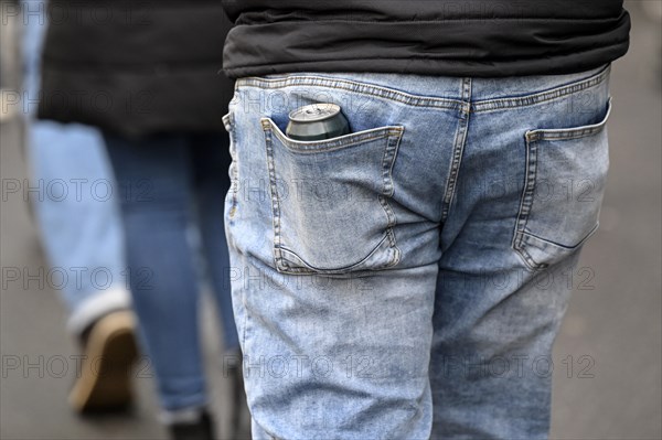 Trouser pocket Beer can