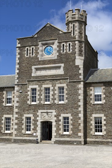 Historic barracks building at Pendennis Castle, Falmouth, Cornwall, England, UK