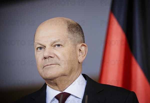 Federal Chancellor Olaf Scholz (SPD) and Luc Frieden, Prime Minister of the Grand Duchy of Luxembourg, give a press conference after talks at the Federal Chancellery in Berlin, 8 January 2024