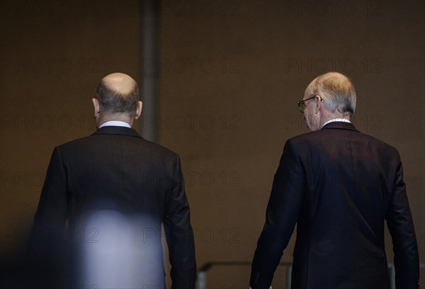 Federal Chancellor Olaf Scholz (SPD) and Luc Frieden, Prime Minister of the Grand Duchy of Luxembourg, give a press conference after talks at the Federal Chancellery in Berlin, 8 January 2024