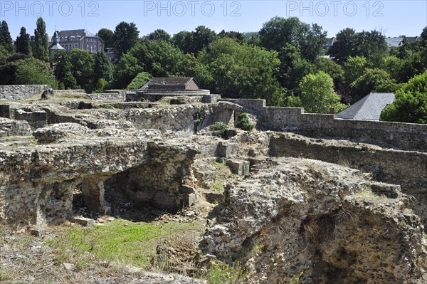 Ruins of the palace of Maria of Hungary, Marie de Hongrie at Binche, Hainaut, Wallonia, Belgium, Europe