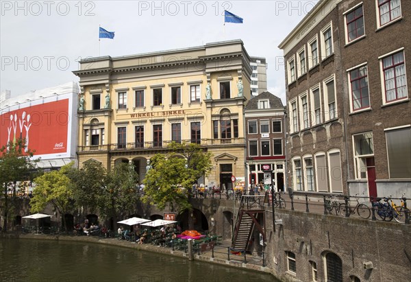 Winkel van Sinkel historic Oudegracht canal buildings, Utrecht, Netherlands