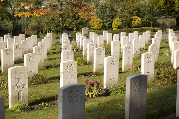 Graves from second world war at Haycombe cemetery, Bath, Somerset, England, UK