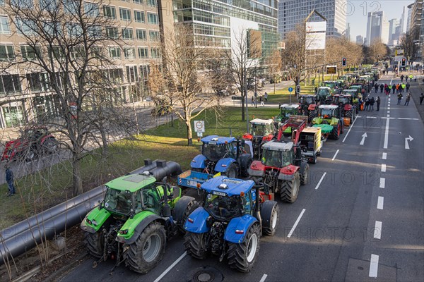 Around 600 farmers drove to the festival hall in Frankfurt am Main on 11 January 2024 as part of the rally organised by the Wetterau-Frankfurt Regional Farmers' Association to protest against the agricultural policy of the so-called traffic light government, in particular the cancellation of subsidies, festival hall, Frankfurt am Main, Hesse, Germany, Europe