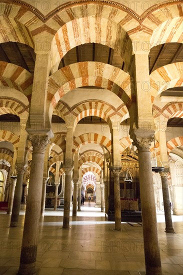 Moorish arches in the former mosque now cathedral, Cordoba, Spain, Europe