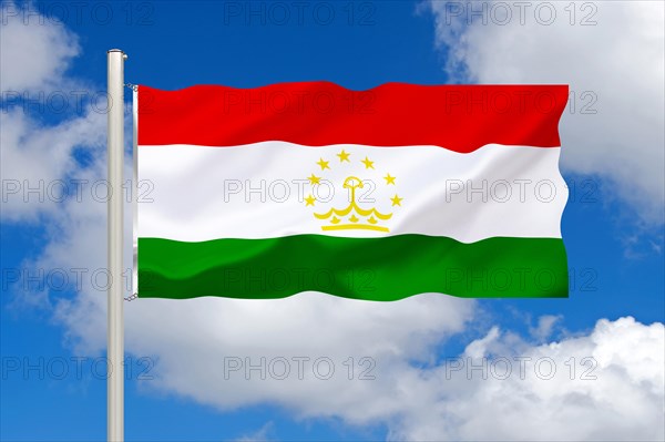 The flag of Tajikistan, country in Central Asia, Studio