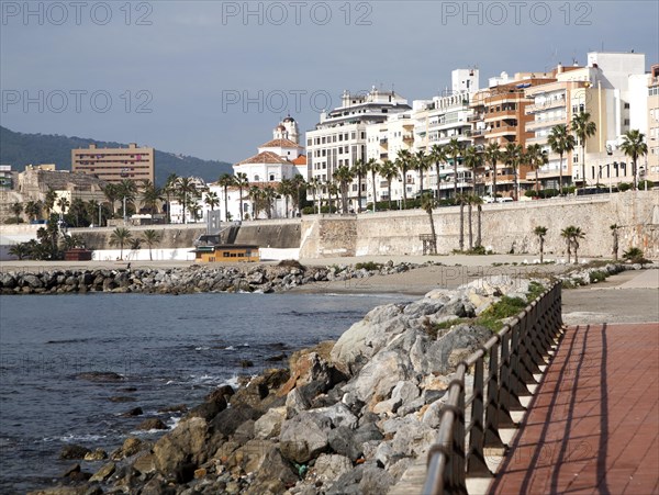 Sandy beach Calle Independencia, Ceuta, Spanish territory in north Africa, Spain, Europe