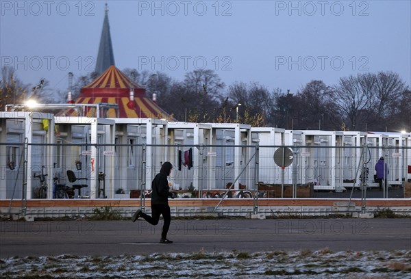 Around 800 refugees from Ukraine are housed in containers in a refugee shelter on Tempelhofer Feld, Berlin, 15 December 2022