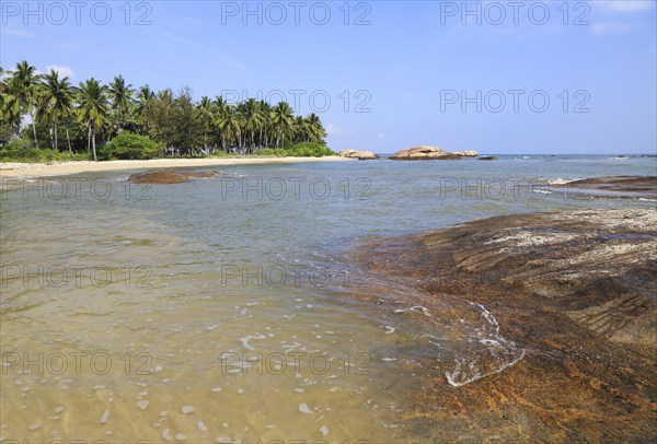 Ocean and sandy tropical beach at Pasikudah Bay, Eastern Province, Sri Lanka, Asia