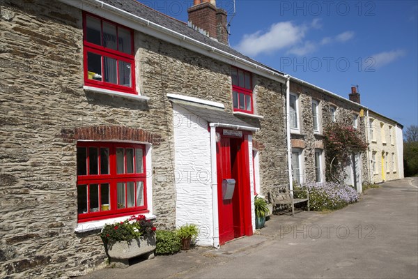 Attractive cottages in village of St Just in Roseland, Cornwall, England, UK