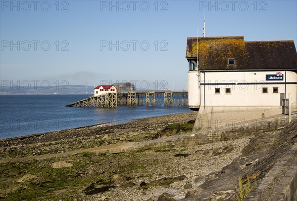 Pier and lifeboat station, Mumbles, Gower peninsula, near Swansea, South Wales, UK