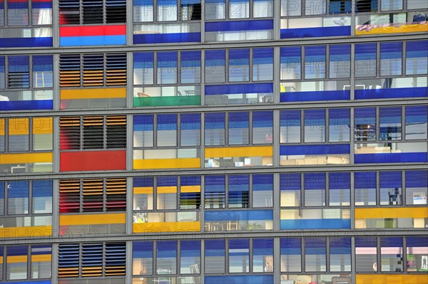 Colourful flats at the Euralille quarter in Lille, France, Europe