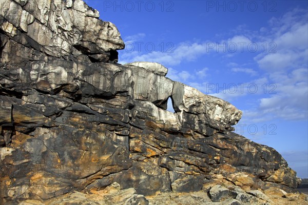 The Mittelsteine near Weddersleben, part of the Teufelsmauer, Devil's Wall, sandstone rock formation in the Harz, Saxony-Anhalt, Germany, Europe