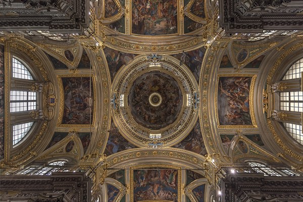 Dome of the baroque Chiesa del Gesu, built at the end of the 16th century, Via di Porta Soprana, 2, Genoa, Italy, Europe