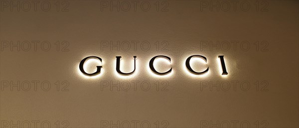 Logo of the luxury fashion brand Gucci, Roermond, Netherlands