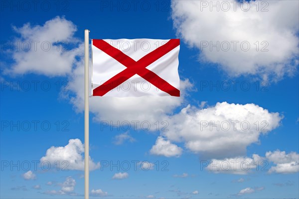 The flag of Alabama, state in the south-east of the USA, studio