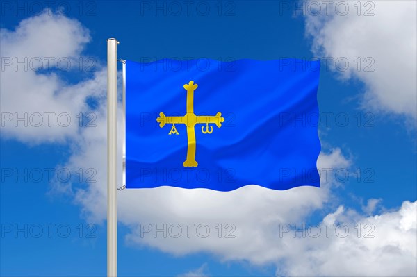 The flag of Asturias, Spain, Studio, Europe