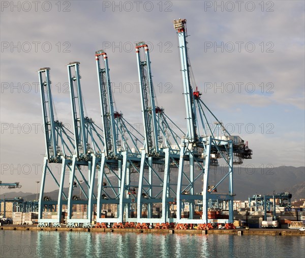 Large cranes APM Terminals container ship port at Algeciras, Cadiz Province, Spain, Europe