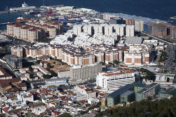 High density modern apartment block housing, Gibraltar, British overseas territory in southern Europe, Europe