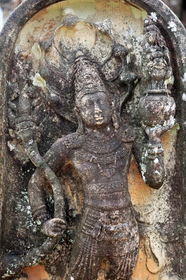 UNESCO World Heritage Site, ancient city Polonnaruwa, Sri Lanka, Asia, stone carving figures, Lankatilaka building, Alahana Pirivena complex, Asia