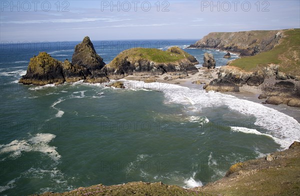 Coastal scenery near Kynance Cove, Lizard Peninsula, Cornwall, England, UK