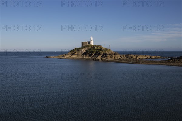 Lighthouse at Mumbles Head, Gower peninsula, near Swansea, South Wales, UK