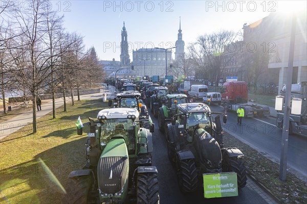 Farmers' protest action, Dresden, Saxony, Germany, Europe