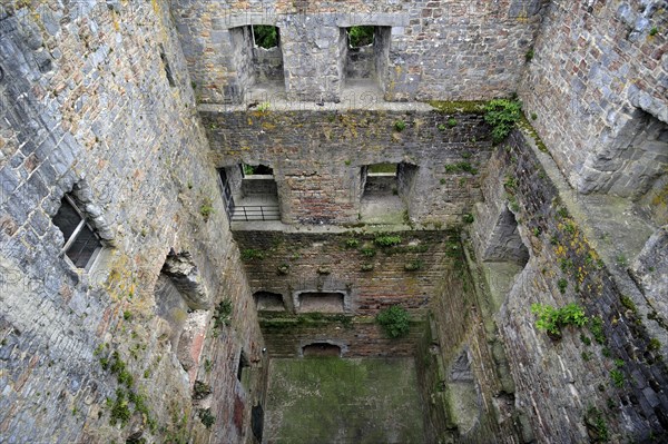 The medieval keep Tour Salamandre, Salamander Tower at Beaumont, Hainaut, Belgium, Europe