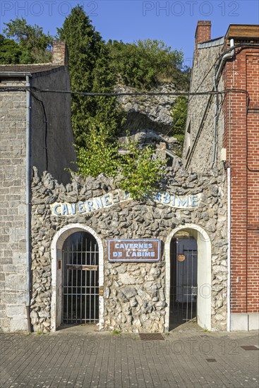 Entrance to the Caverne de l'Abime, Cavern of the Abyss, karst cave in the village Couvin, province of Namur, Wallonia, Belgium, Europe