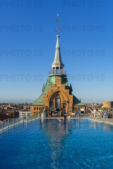 Pool on the Roof of the Hilton Molino Stucky Venice, Giudecca, Venice, Veneto, Italy, Europe