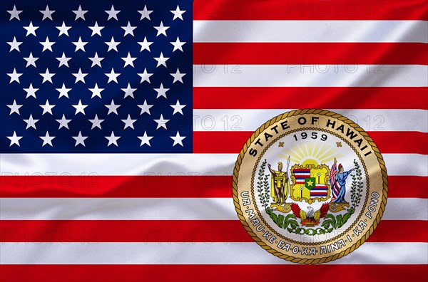 The flag of the USA with the coat of arms of Hawaii, Studio
