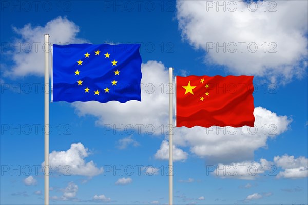 The flag of Europe and China, Studio