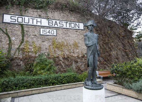 Statue of Admiral Lord Nelson at South Bastion, Gibraltar, British terroritory in southern Europe, Europe
