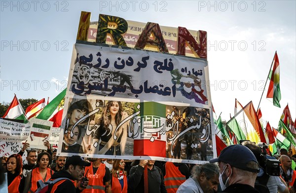 Thousands of Iranians demonstrate in Berlin to support the protests in Iran. The demonstration was called by the Woman Life Freedom Collective, Berlin, 22.10.2022