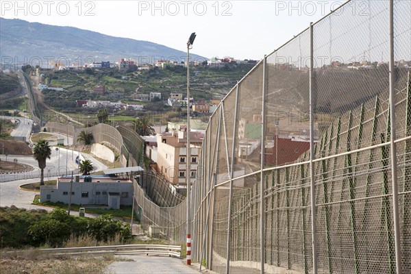 High security fences separate the Spanish exclave of Melilla, Spain from Morocco, north Africa, January 2015