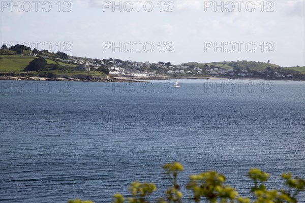 Sailing boats in River Fal estuary by St Mawes, view from Falmouth, Cornwall, England, UK