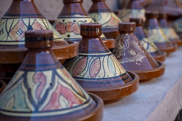 Handmade ceramic products in a pottery, Tajine, Tamegroute, Morocco, Africa